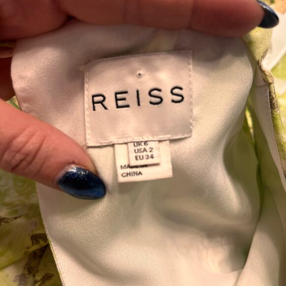Reiss Lime Green Floral Printed Montgomery Sleeveless Shift Dress Size 2 - Picture 3 of 8